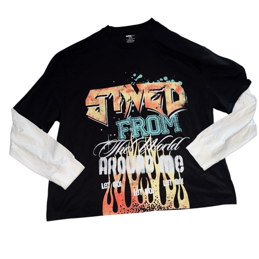 Fashion Nova Black and White Long Sleeve Tee
